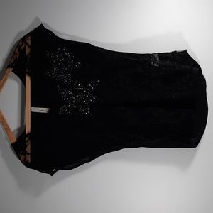 NWOT MILLIORE black lace blouse SZ M.